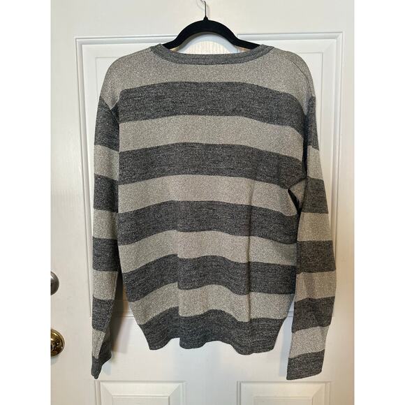 Derek Lam Crosby Sweater Large Striped Long Sleeve Crewneck Metallic Gray Silver - Picture 8 of 10